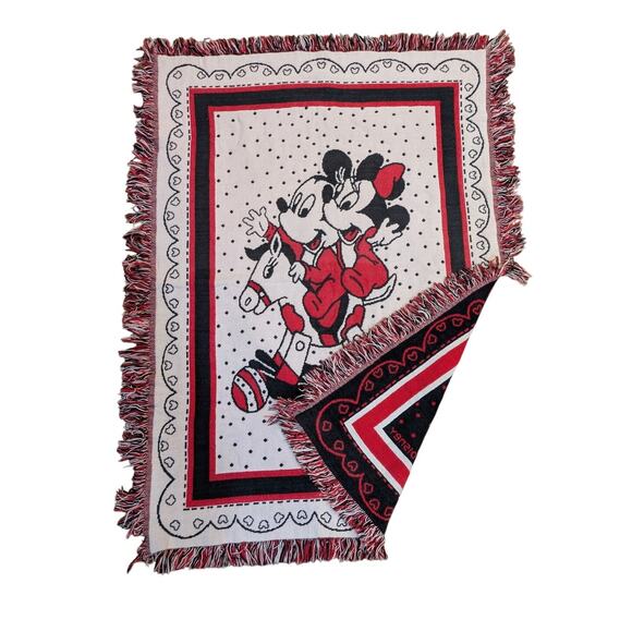Vintage Disney Mickey Mouse & Minnie Baby Blanket /Throw 46x36in - Picture 3 of 5